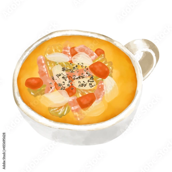 Obraz 水彩イラスト　野菜スープ(コンソメスープ)
