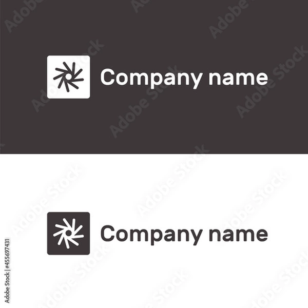 Fototapeta Simple abstract spark logo design. Black and white flat geometry star logotype
