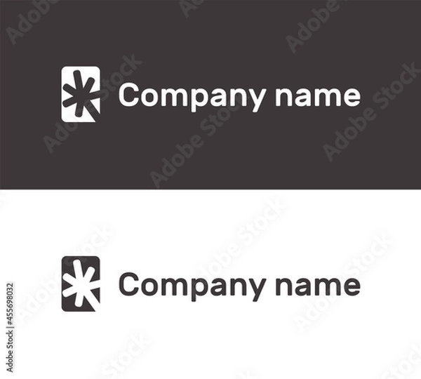 Fototapeta Simple abstract spark logo design. Black and white flat geometry star logotype