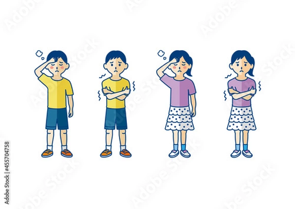 Obraz 風邪気味の子供の全身イラスト