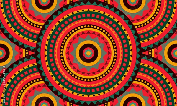 Fototapeta Repeat ethnic Easter circle pattern, seamless pattern