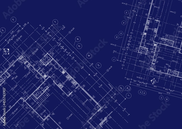 Fototapeta Write a blueprint architecture for building.