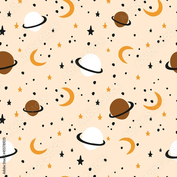 Fototapeta Seamless pattern. Colorful cosmic sky on light background. vector illustration