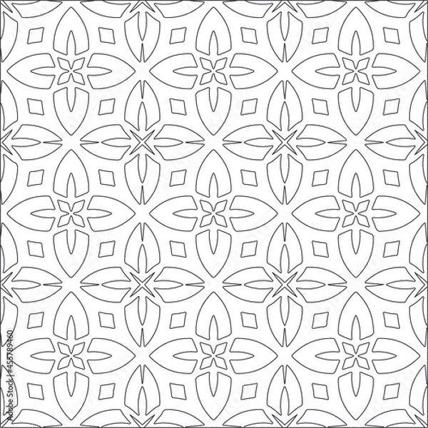 Fototapeta  floral pattern background.Repeating geometric tiles from striped elements. Black pattern. 