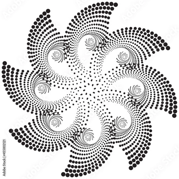 Fototapeta Dotted Halftone Vector Spiral Pattern or Texture with Ellipses