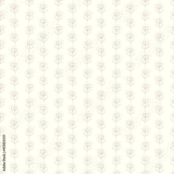 Fototapeta Minimal ecru jute plain vertical stripe texture pattern. Two tone washed out beach decor background. Modern rustic brown sand color design. Seamless striped distress shabby chic pattern. 