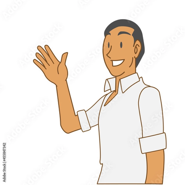 Fototapeta 手を振るアジアの男性