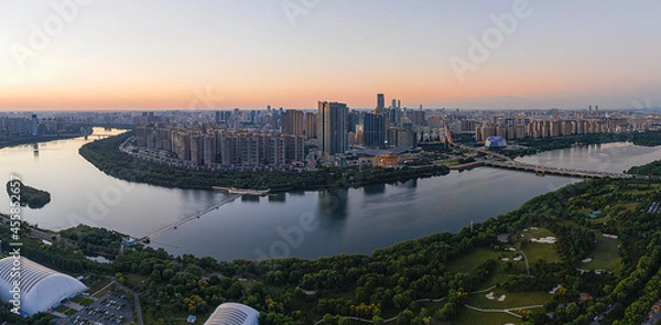 Fototapeta sunset over the river