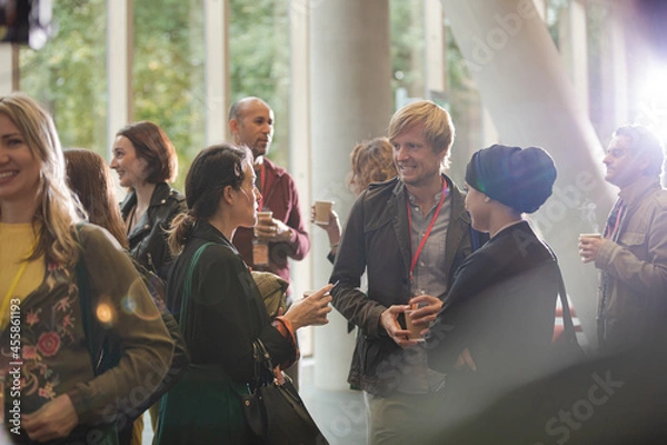 Obraz People talking during conference break