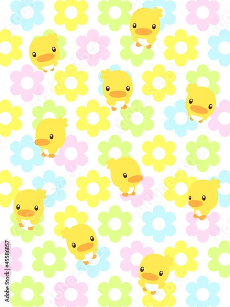 Fototapeta 花とヒヨコ