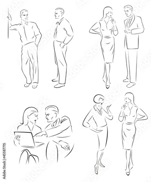 Fototapeta Иллюстрация беседующих персонажей.