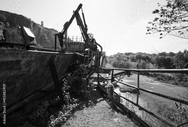 Obraz Abandoned derelict stone quarry equipment