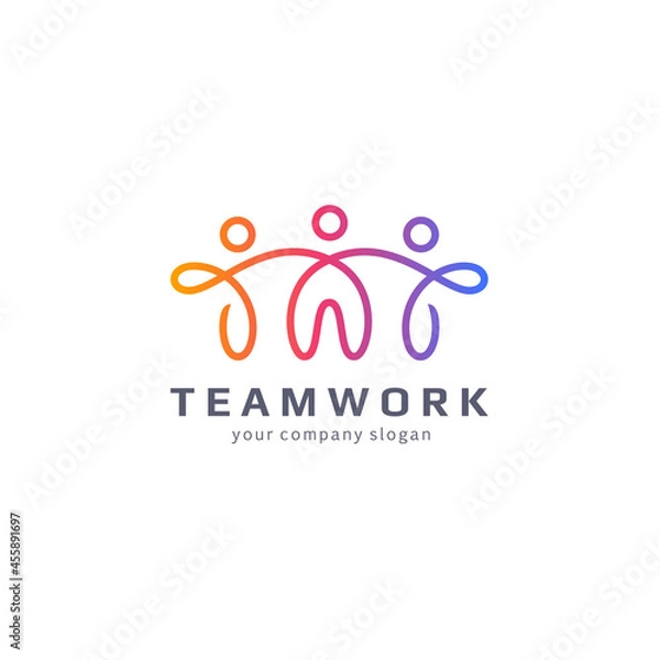 Obraz Vector logo design template. Teamwork abstract icon.