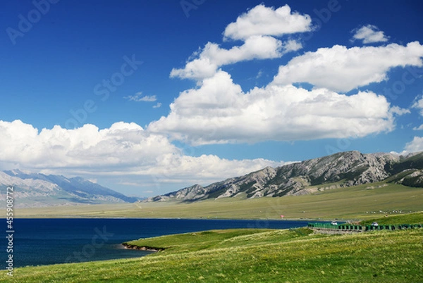 Obraz landscape with lake and mountains