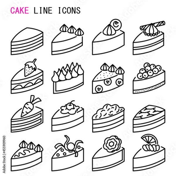Obraz Cake line icons