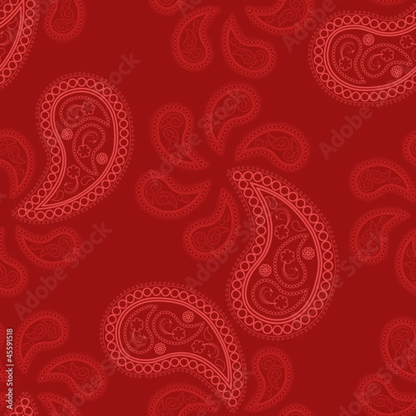 Fototapeta Seamless Pattern with Red Paisley