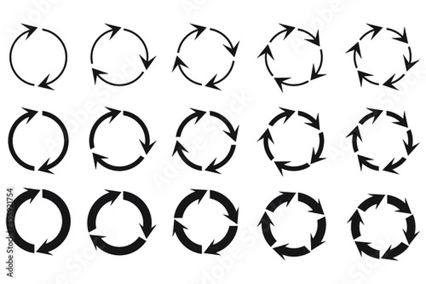 Fototapeta Circular design. Rotate circle symbol. Circle of arrows. Recycle icon vector set. Vector illustration. Stock image. EPS 10.