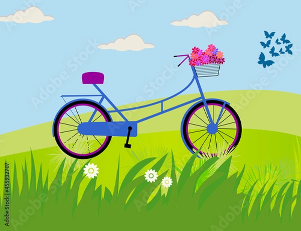 Obraz Summer mountains cycle landscape illustration