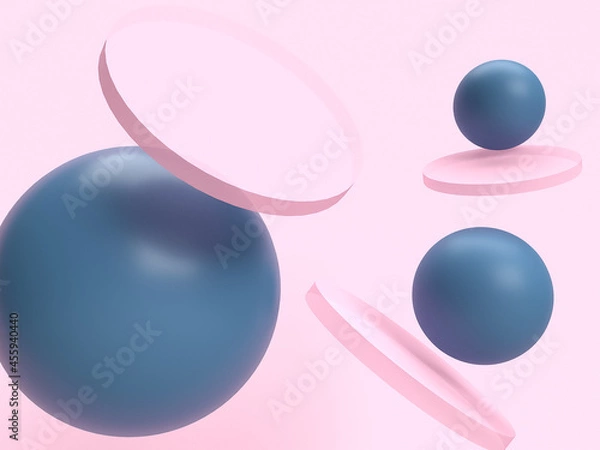 Fototapeta pink background and blue balls. abstract 3d rendering
