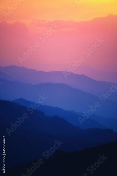 Obraz sunset in the Almaty mountains