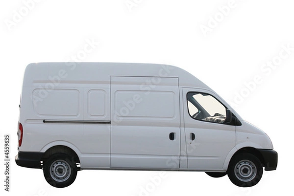 Obraz Plain white delivery van isolated on white background