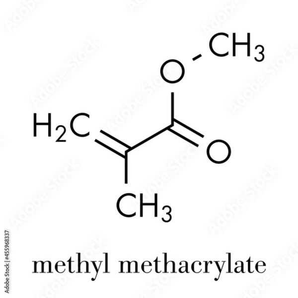 Fototapeta Methyl methacrylate molecule, poly(methyl methacrylate) or acrylic glass building block. Skeletal formula.