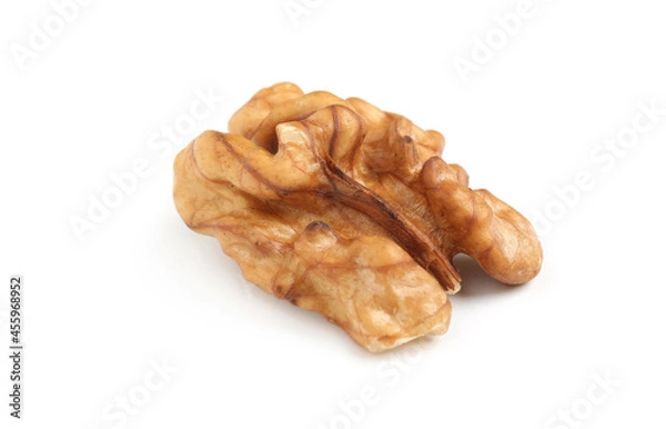 Fototapeta Half of ripe walnut isolated on white