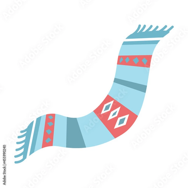 Fototapeta Knitted scarf flat style. Isolated vector illustration.