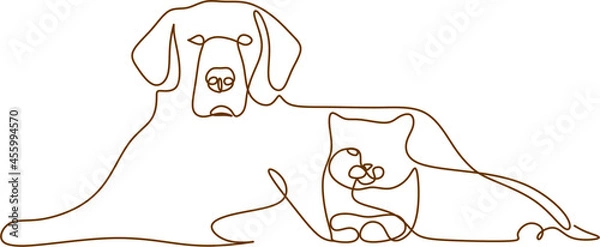 Obraz Dog one  line art vector drawing