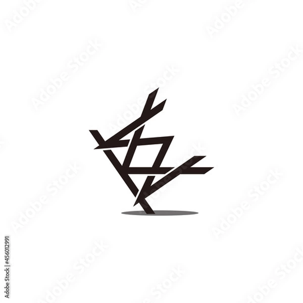 Fototapeta letter kw linked geometric line shadow logo vector