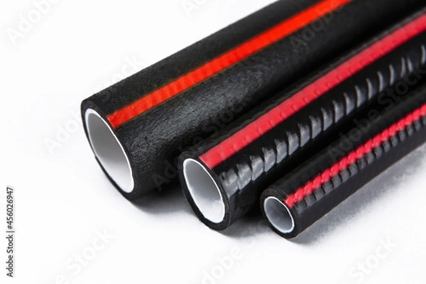 Obraz Tips of rubber hoses of different diameters, on a white background