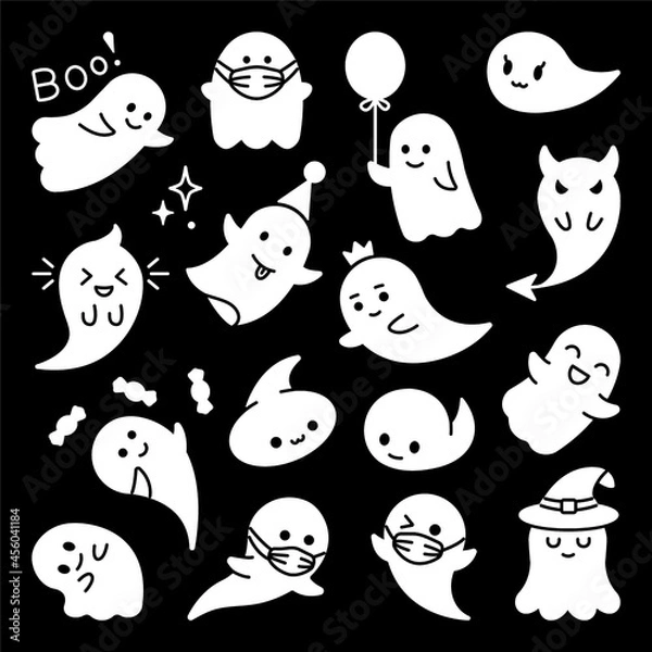 Obraz Halloween ghost character. Vector cute ghost clip art