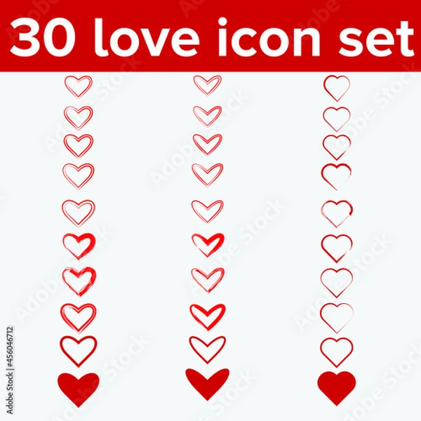 Fototapeta Collection of heart set illustrations vector design, Love symbol icon set, love symbol..multiple type love symbol..30 love icon set design