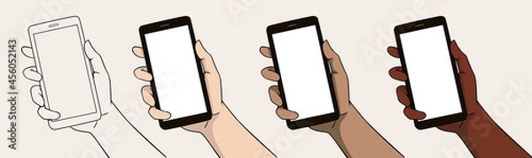 Obraz Hand holding phone illustration vector