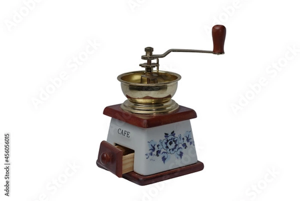 Obraz old coffee grinder on a white background