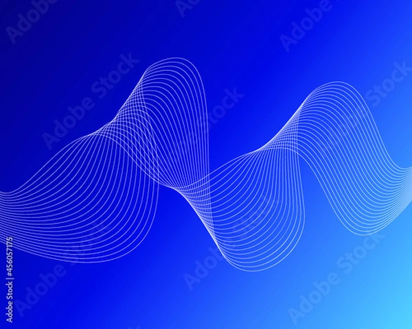 Fototapeta Abstract wave element for design, blue background with wavy lines