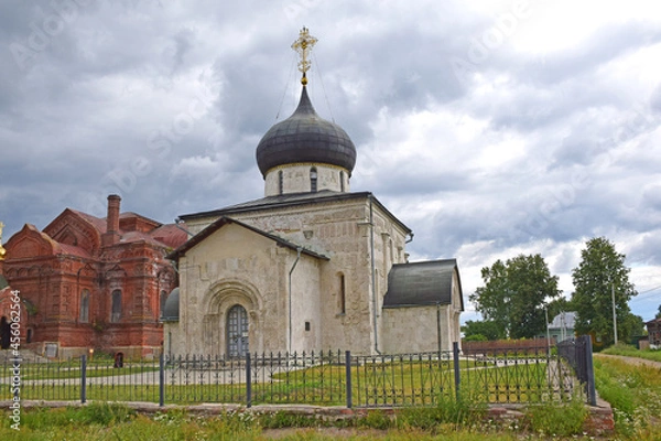 Fototapeta St. George's Cathedral is built on the foundation of the Church of St. George, which was built in 1152 by Prince Yuri. In 1230, Prince Svyatoslav built a new church. Russia, Yuryev, August 2021.