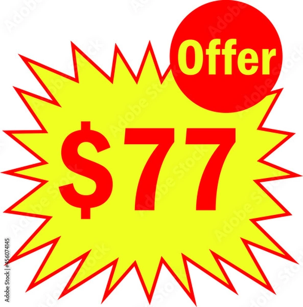 Obraz 77 dollar - price symbol offer $7,7 $ ballot vector for offer and sale