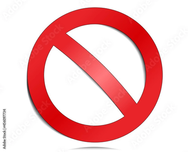 Fototapeta 3d prohibition sign illustration. Red forbidden symbol on white background.