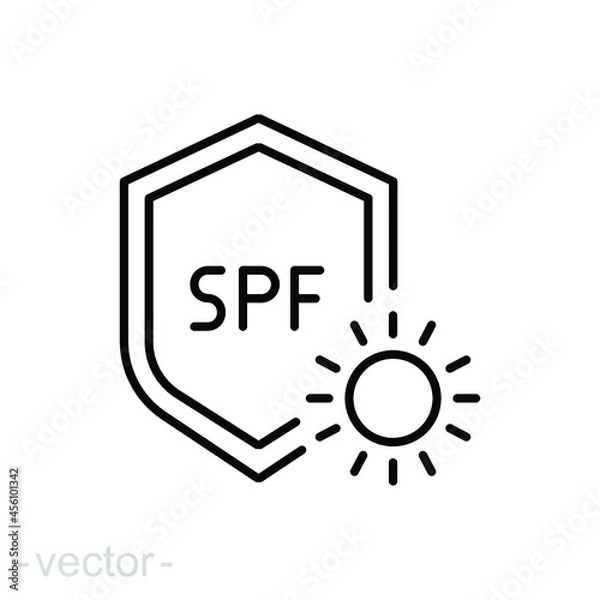 Fototapeta UV protect icon. Simple outline style. Protection, SPF, rays block, ultraviolet, fabric, sun radiation concept. Thin line vector illustration isolated on white background. Editable stroke EPS 10