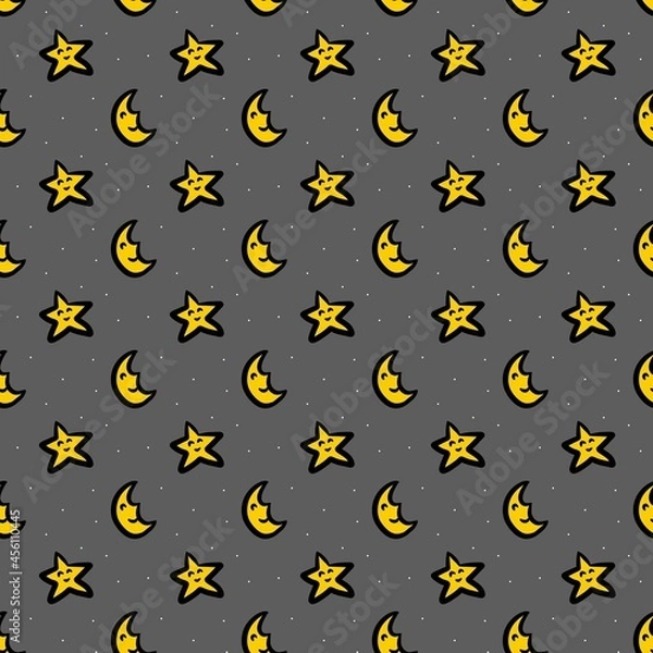Fototapeta seamless pattern of moon and star cartoon
