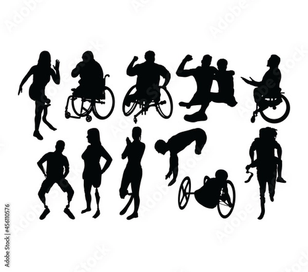 Obraz Disabled People Activity Silhouettes, art vector design
