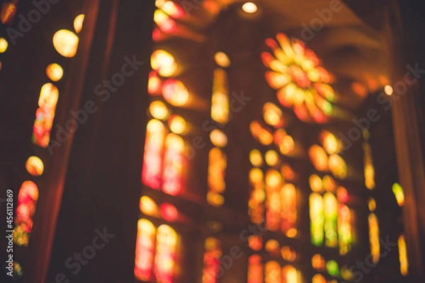 Obraz 世界遺産サグラダファミリアのステンドグラス - スペイン バルセロナのアントニオ・ガウディ建築