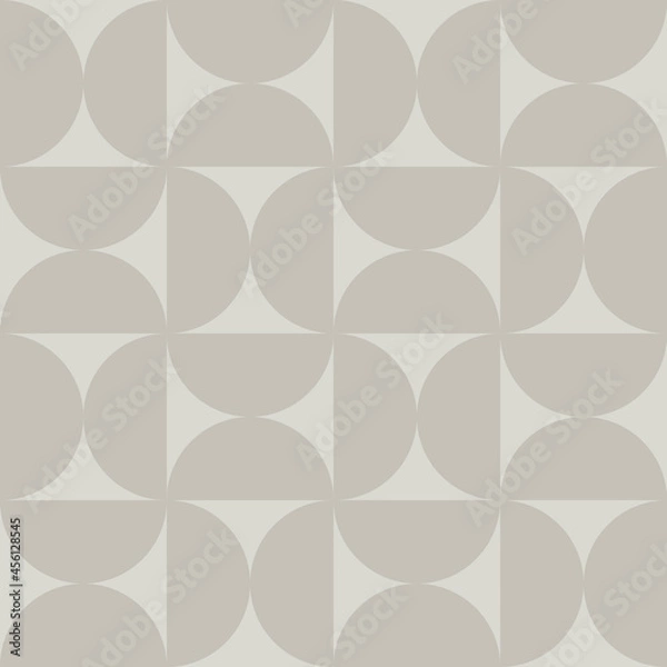 Fototapeta Bold abstract greige seamless vector pattern. Modern monochrome, minimalist geometric, semi-circle print in shades of beige and grey. Simple decorative repeating background wallpaper texture design.