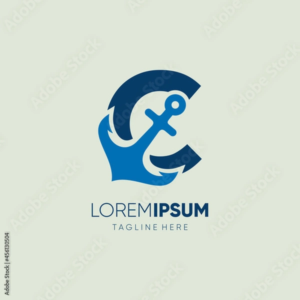 Fototapeta Letter C Anchor Logo Design Vector Icon Graphic Emblem Illustration Background Template