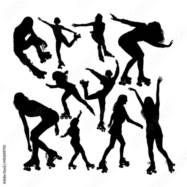 Fototapeta Rollerskater silhouettes. Good use for symbol, logo, web icon, mascot, sign, or any design you want.	