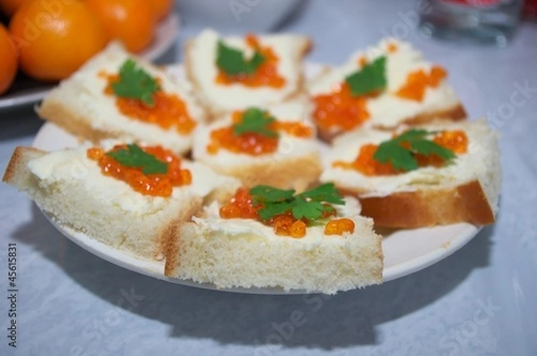 Obraz Sandwiches with red roe
