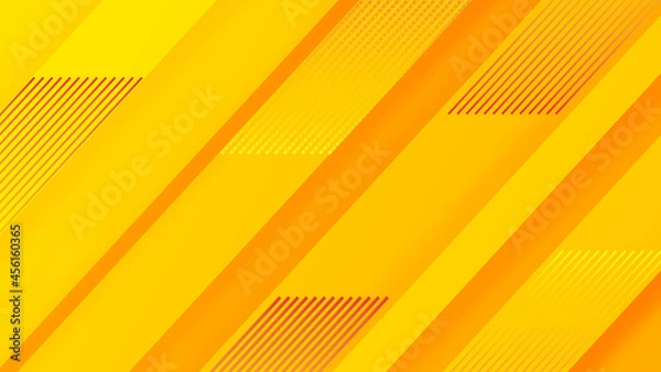 Fototapeta Dynamic bright yellow dynamic lines on a minimalist geometric background
