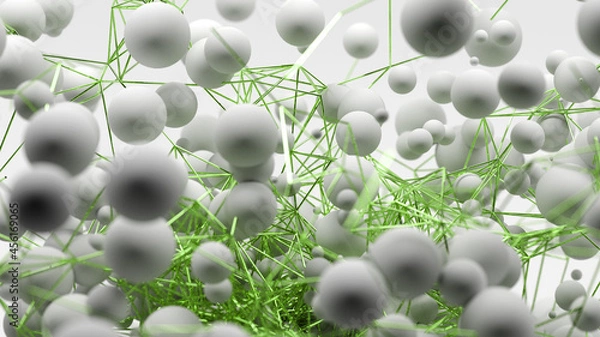 Fototapeta Abstract 3D illustration. Neural networks and artifical intelligence. Modern abstract technology background
