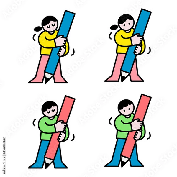 Fototapeta 鉛筆を持つ子供イラスト素材